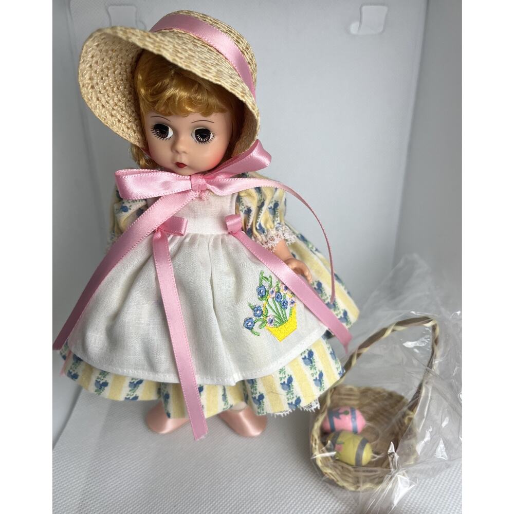 Retired Madame Alexander 8" Easter Bonnet Doll #10383 In Box with Basket & Eggs